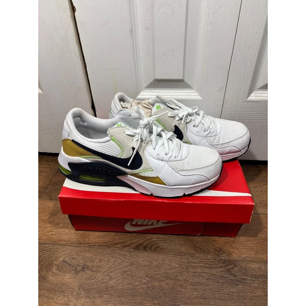 Nike Air Max‎ Excee Men's White Gold Black Neon Running Shoes Size 9.5